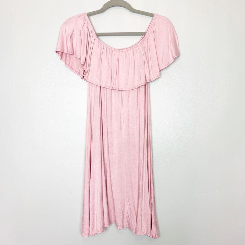 New Off the Shoulder Boutique Dress Soft Pink